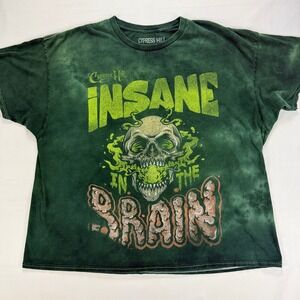Cypress Hill Insane in the Brain Skull Graphic T Shirt Green XL Tie Dye